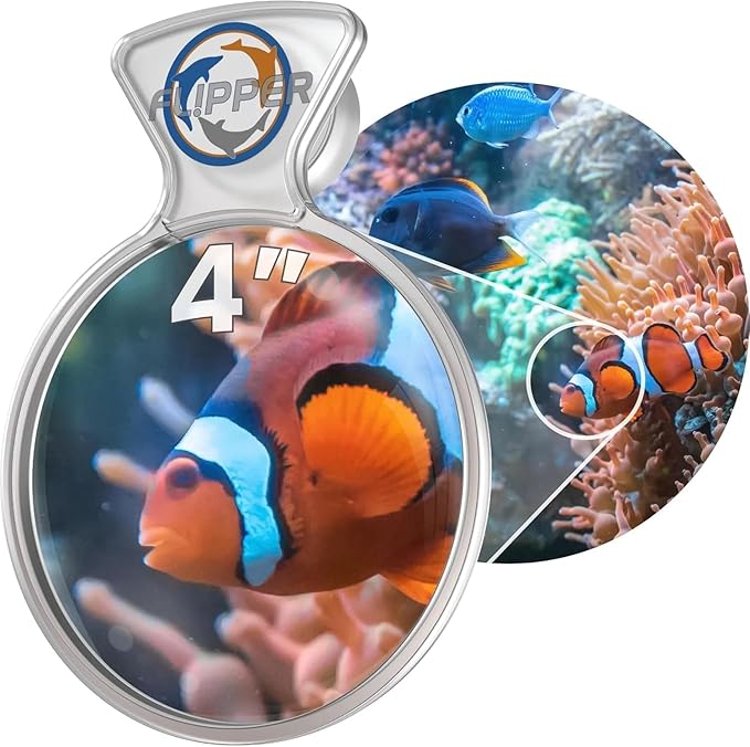 Flipper DeepSee 4" Viewer - Filter Clear Lens and Aquarium Magnetic Magnifier - Fish Tank Magnifying Glass for Coral Reef Aquarium - Magnetic Magnifying Glass Ideal for Photography - Clear-PurrikoPets