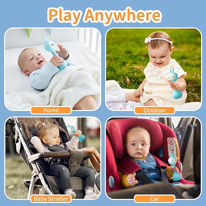 alilo Smarty Bunny Baby Rattle Musical Light Up Toys, Infants Newborns Baby Toys 0-3-6-12-18-24 Months,1 Year Old Boy Girl Gifts, 4 Music Modes and Color Recognition Function with 9 Color Card-PurrikoPets