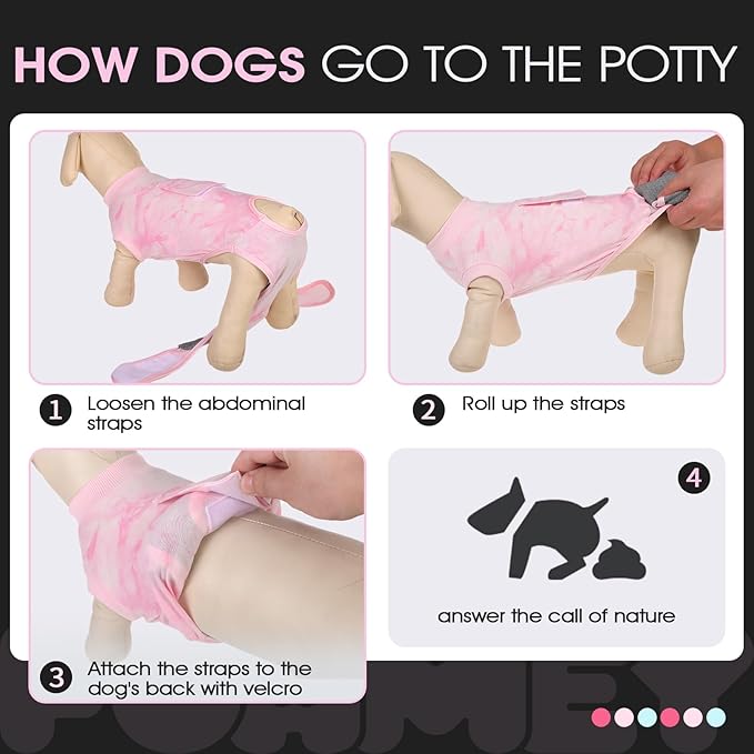 FUAMEY Recovery Suit for Dogs After Surgery,Soft Breathable Dog Bodysuit E-Collar & Cone Alternative Surgical Suit,Male Female Dog Neuter Spay Suits Anti Licking Wounds Onesie Pink Tie Dye M-PurrikoPets