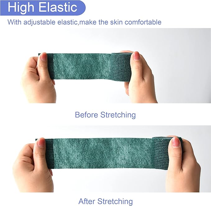 9 Pack 2" x 5 Yards Self Adhesive Bandage Wrap Self Stick Wrap for Ankle, Wrist, Finger, Sports, Breathable Cohesive Vet Tape for Pets (Dark Green)-PurrikoPets