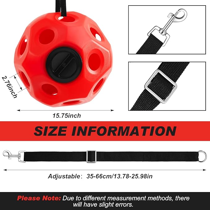 15.75" Hay Ball for Horse with Hanging Strap Slow Feed Horse Treat Ball Extra Large Hanging for Paddock Stall Stable Supplies(Red)-PurrikoPets