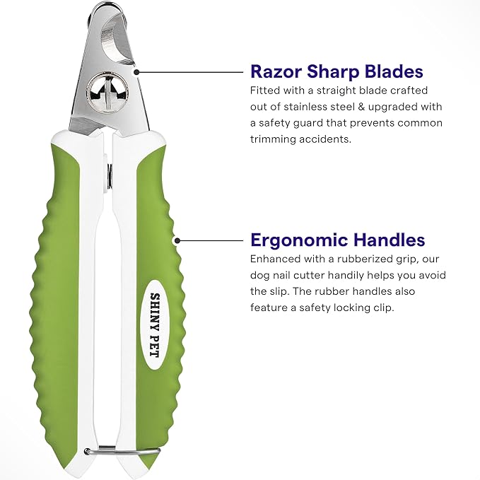 Dog Nail Clippers with Safety Guard - Pet Nail Clippers for Medium and Small Breed - Protective Nail Cutter, Safe Claw Trimmer, Ergonomic Toenail Scissors - Ebook Guide-PurrikoPets