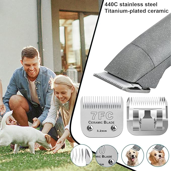 7FC Blades Dog Grooming Clipper Compatible with Andis Pet/Oster A5/Wahl KM Series, Ceramic & Stainless Steel Blade-PurrikoPets
