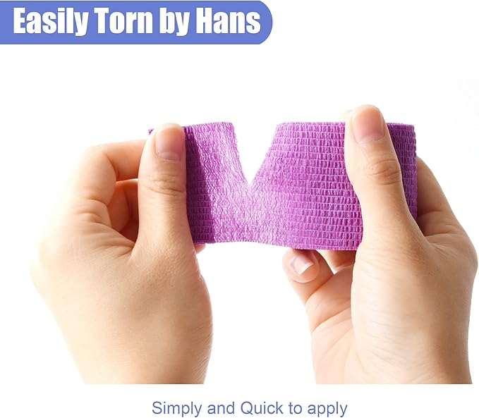 9 Pack 2" x 5 Yards Self Adhesive Bandage Wrap Self Stick Wrap for Ankle, Wrist, Finger, Sports, Breathable Cohesive Vet Tape for Pets (Purple)-PurrikoPets