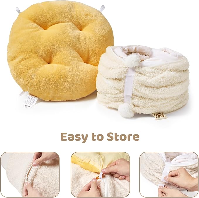 EHEYCIGA Cat Tunnel Bed for Indoor Cats, Cute Cat Donut Toy Tunnel for Small Large Cats with Washable Circle Cushion, Peekaboo Pet Cave Play Tunnel for Kitten, Puppy, Rabbit-PurrikoPets