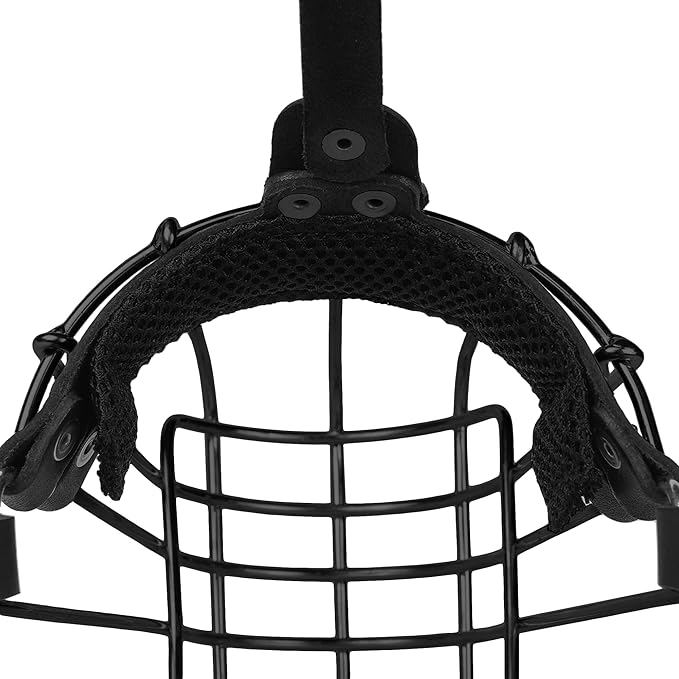 German Shepherd Dog Muzzle Metal Basket for Medium Large Dogs Adjustable Durable Leather Straps Secure Wire Mask for Biting Chewing Barking (Black, L - Size)-PurrikoPets