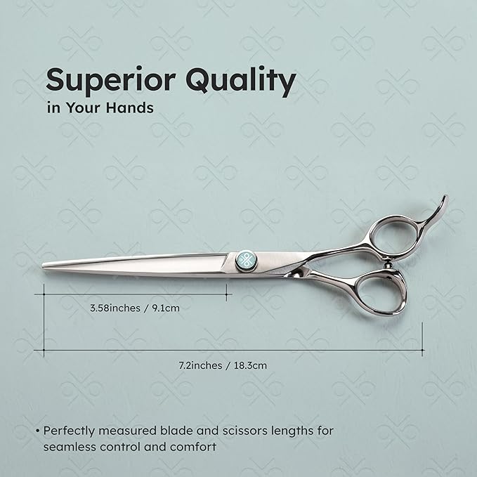 7" Dog Grooming Scissors – Handcrafted, Ergonomic, VG10 Stainless Steel for Sharper, Tougher, Better Edge Retention, Lightweight Shears with 3D Convex Blade for Dogs and Cats-PurrikoPets