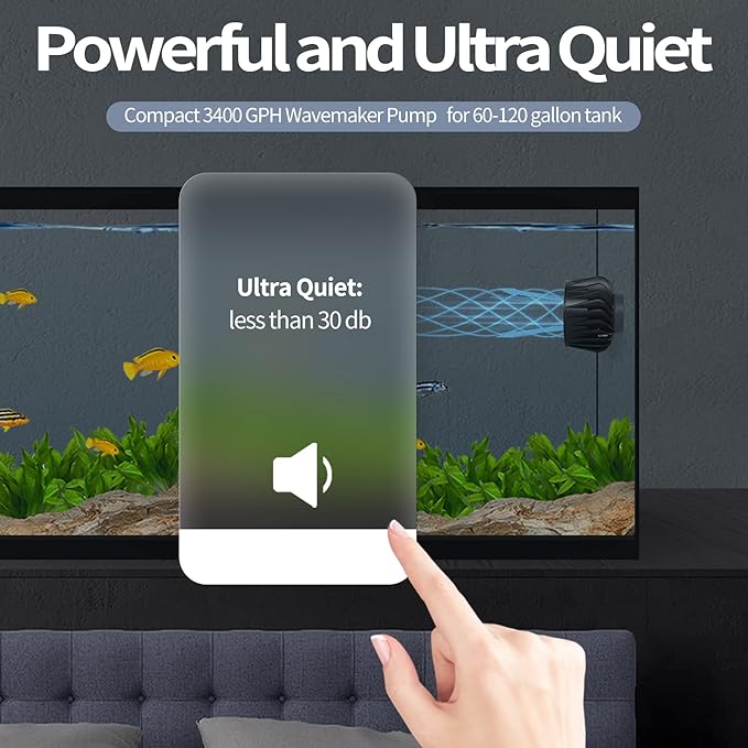 2100 GPH Wave Maker for Aquarium, Ultra Quiet DC 24V Fish Tank Powerhead with Strong Magnet Suction Base, Circulation Water Pump Wavemaker with Controller and LED Display for 30-70 Gallon Tank-PurrikoPets