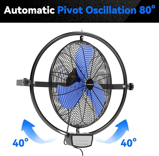 20 IN 5500 CFM Remote Control Wall Mount Fan, 3 Speed High Velocity Wall Fan with Timer, Oscillation & Tilting, Air Circulator for Garage, Commercial, Greenhouse, Warehouse & Gazebo Use, UL Listed-PurrikoPets