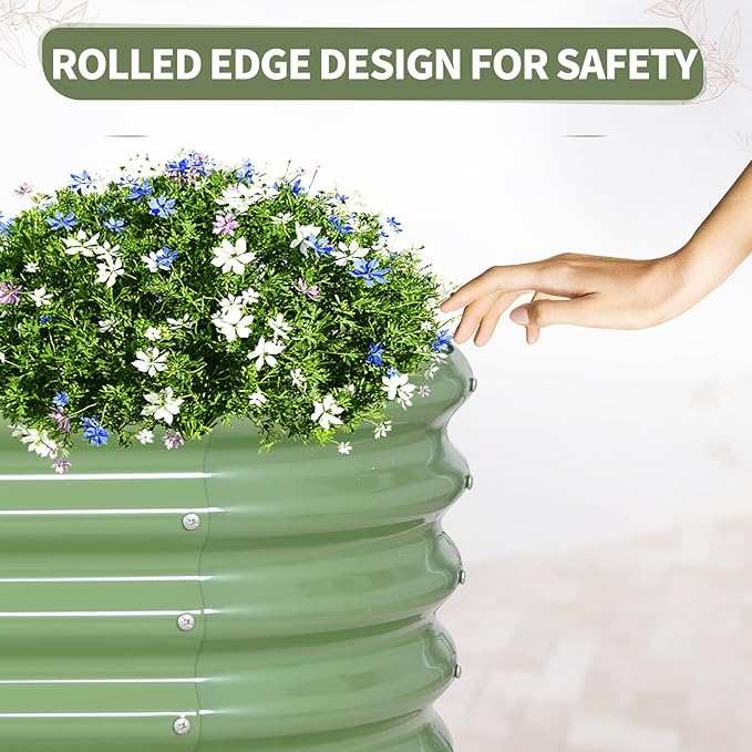 Galvanized Raised Garden Bed Outdoor- 2 Pcs Raised Beds for Gardening| Metal Planter Box, Steel Raised Garden Bed Kit with Gloves for Vegetables, Flower, Herbs (6x2x1.4FT, Green)-PurrikoPets