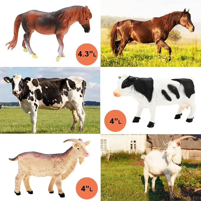 3 Pack Farm Toy Tractor with 40pcs Plastic Animals Figurines and Fence Playset, Farm Figures Farmer Vehicle Toy Truck with Trailer for 3-12 Years Old Kids Boys Girls Toddlers-PurrikoPets