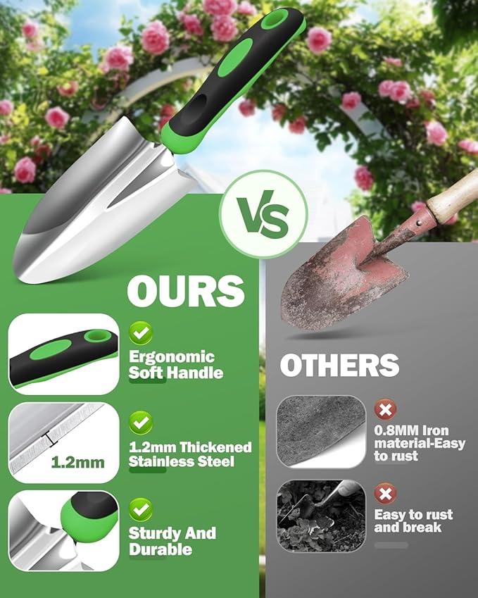 Garden Tools Set, 8 in 1 Heavy Duty Garden Tools Kit, Stainless Steel Ergonomic Gardening Hand Tool with Upgraded Bag, Gardening Supplies Gift for Women, Kid, Organizer-PurrikoPets