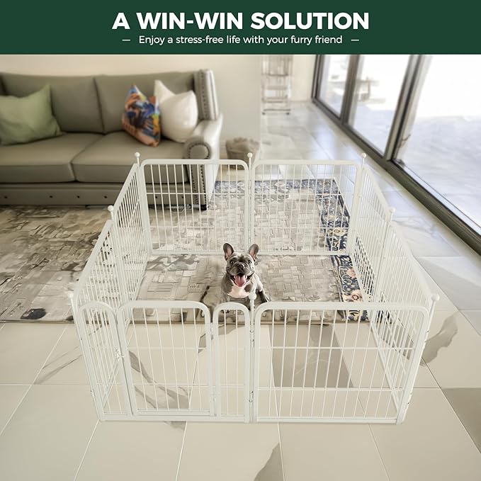 FXW Rollick Unleashed Dog Playpen for Indoor, Yard, RV Camping, 24 inch 16 Panels for Small and Puppy Dogs, White│Patented-PurrikoPets