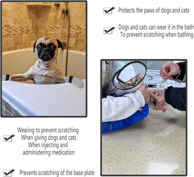 4 PCS Cat Mittens to Prevent Scratching,Mesh Breathable Cat Shoes,Adjustable Cats Anti Scratch Gloves,Suitable for Cats When Bathing and Nail Trimming(XL,Black)-PurrikoPets