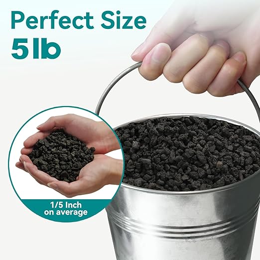 5lbs Small Lava Rocks for Plants Drainage, 1/5 Inch Black Gravel Mulch for House Plants, Succulent Rocks Pebbles for Planters,Cactus, Bonsai Tree, Pure Volcanic Rocks, Top-Dressing-PurrikoPets