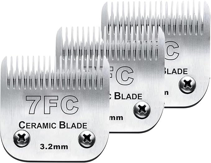 3PCS 7FC Blades for Dog Grooming Blades Compatible with Andis,Oster A5,Wahl km10 Dog Clippers,Size-7FC, 1/8-Inch (3.2mm) Cut Length (3pcs #7FC (3.2mm))-PurrikoPets