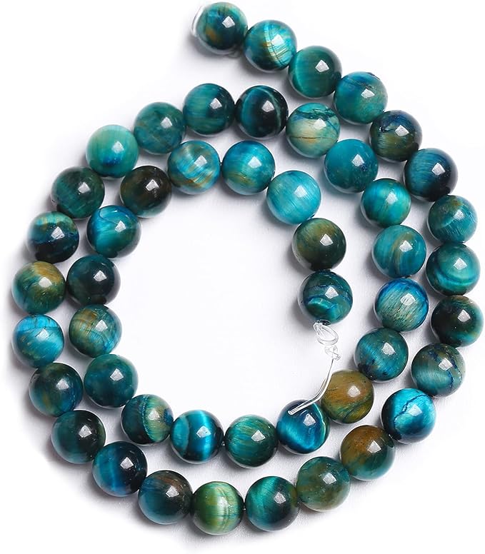 4MM 88PCS Peacock Blue Tiger Eye Stone Beads Natural Crystal Spacer Loose Beads for Jewelry Making DIY Bracelet Semi Precious 1 Strand 15 inches