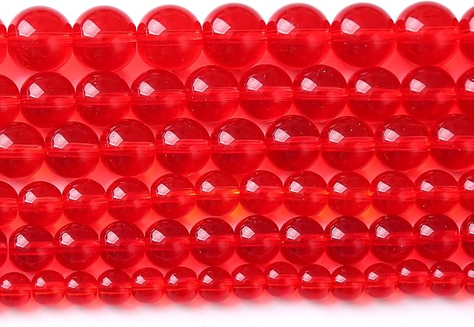 8mm 46pcs Garnet Red Glass Crystal Beads Natural Stone Beads for Jewelry Making Crystal Energy Healing Power Stone Beads DIY Bracelet Necklace Accessories (Red Glass, 8mm)
