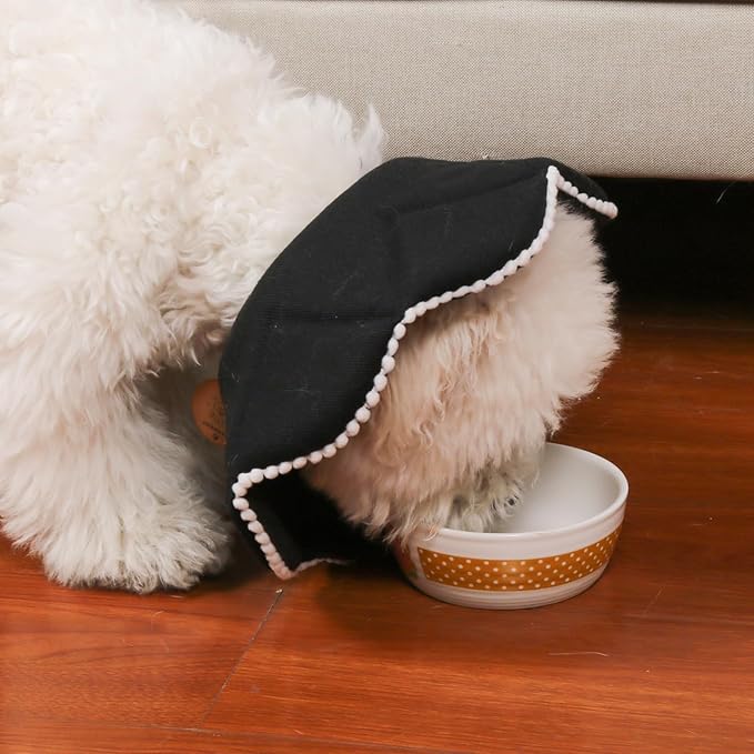 Adjustable Small Dog Cone,Soft Cat Recovery Cone Collar,Cute Cat Surgery Collar for Kitten,Puppy,Black,Medium-PurrikoPets