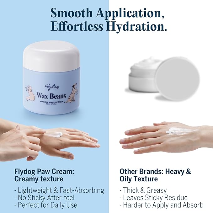 Flydog Wax Beans Fragrance-Free Pet Paw & Nose Balm Cream – Moisturizing, Soothing & Repairing Dry, Cracked Pads for Dogs, Cats & Small Animals, Avocado Oil Multi-Purpose Paw & Nose Protector, 50ml-PurrikoPets