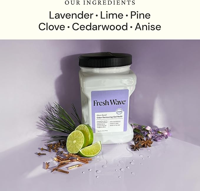 Fresh Wave Lavender Odor Removing Gel Refill, 63 oz. - Safer Odor Absorbers for Home, Natural Plant-Based Odor Eliminator, Every 15 oz. lasts 30-60 Days, For Cooking, Trash & Pets-PurrikoPets