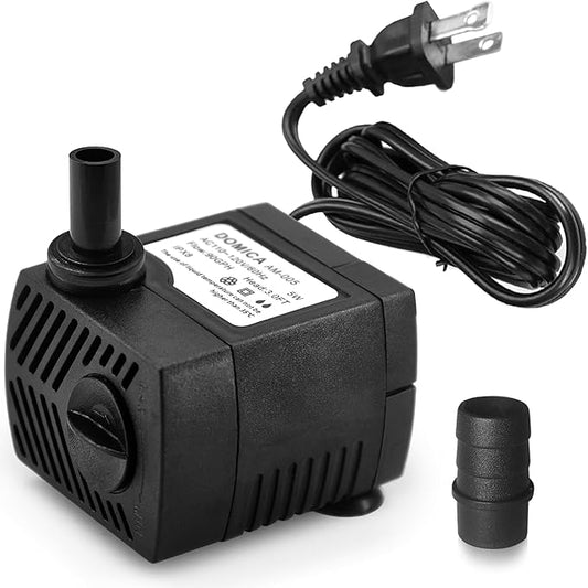90 GPH Mini Submersible Pump, Small Fountain Pump (5W 350L/H) for water feature, Aquariums, Fish Tank, Tabletop Fountain, Pet Fountain, Indoor or Outdoor Pond Fountain-PurrikoPets