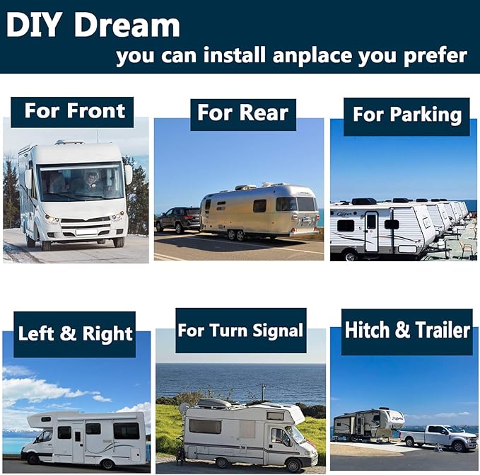 10.1" 1080P Backup Camera Monitor & Built-in DVR for RV Truck Trailer Rear Side Front Reversing View Wired System FHD Image 4 Split Large Screen 64GB Recorder IP69 Waterproof Avoid Blind Spot Kit-PurrikoPets