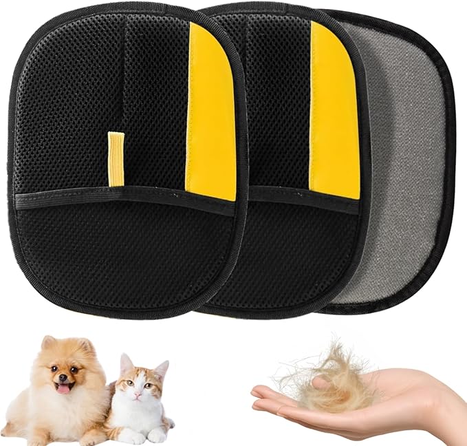3 PCS Pet Hair Remover Electrostatic Gloves, Electrostatic Gloves Pet Hair, Reusable Pet Hair Removal Glove for Cats & Dogs, Premium Cat & Dog Hair Remover Mitt for Couch Furniture Carpet Car Seat-PurrikoPets