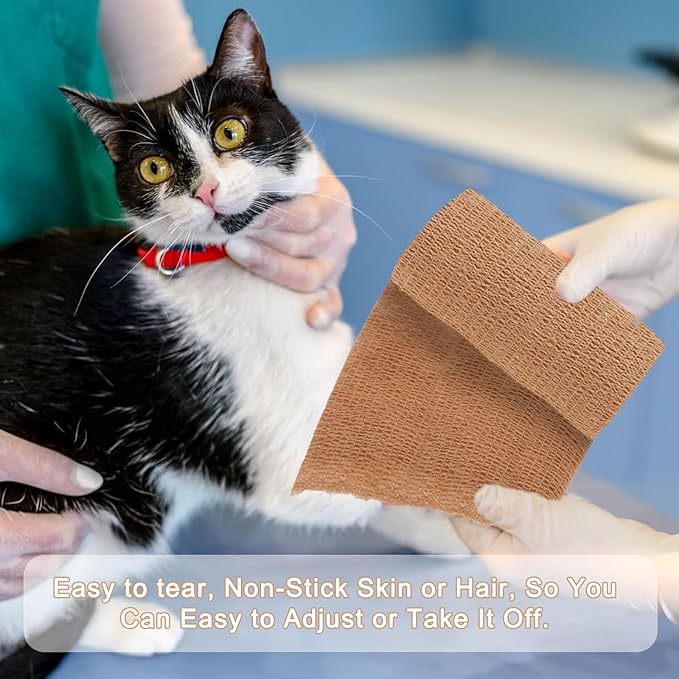 24 Pack Self Adhesive Bandage Wrap, 4” x 5 Yards Cohesive Medical Tape Elastic Wrap for Sports, Ankle, Wrist Sprains, Pet First Aid-PurrikoPets