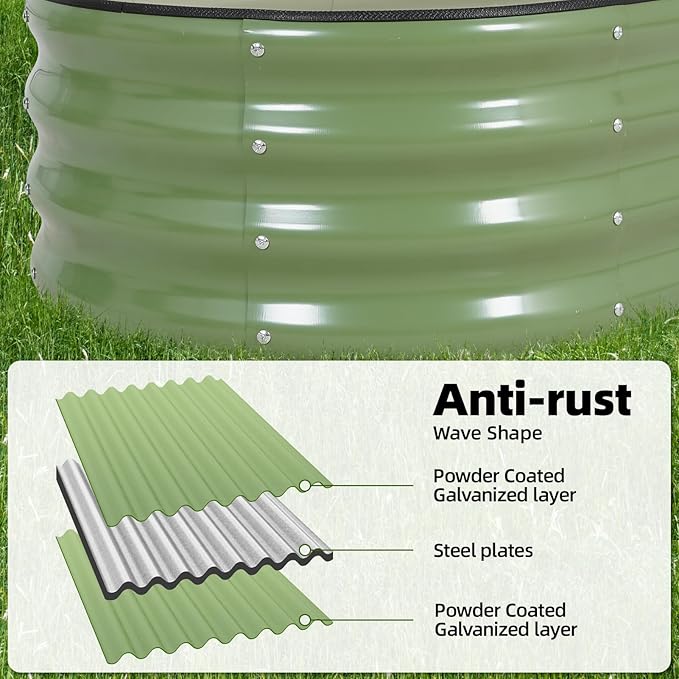 G GOOD GAIN Galvanized Metal Raised Garden Bed Kit - 4x2x1FT Outdoor Planter Box with Safety Edging and Gloves for Vegetables, Fruits, Flowers(Oliver Green, 2PC)-PurrikoPets