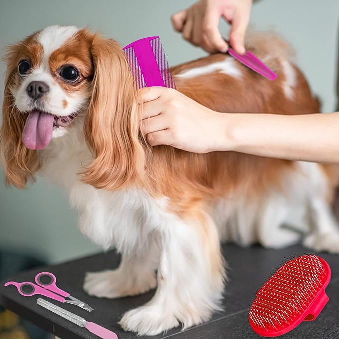 7-Piece Small Pet Grooming Kit: Brush, Nail Clippers, Hair Remover, Shampoo Brush with Hand Strap for Rabbits, Hamsters, Bunnies-PurrikoPets