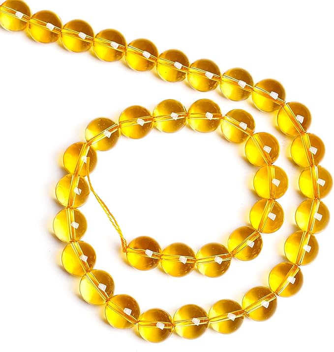 10MM 38PCS Natural Crystal Stone Clean Citrine 3A Grade Loose Beads for Jewelry Making DIY Bracelet