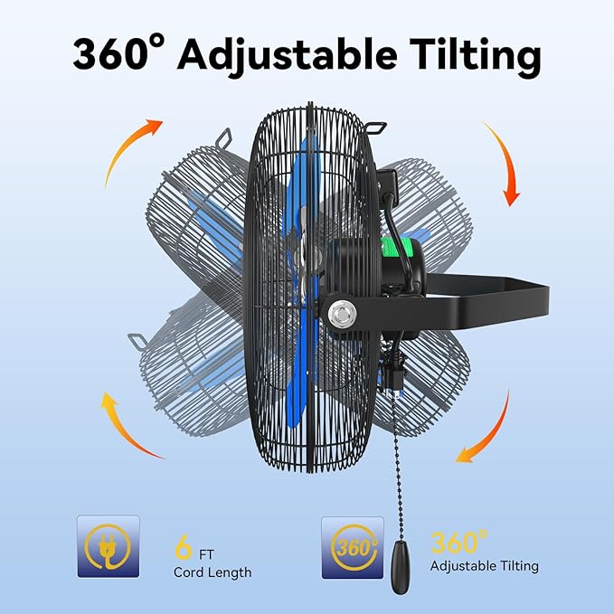 12 Inch Wall Fan Pro Series - Indoor High Velocity Wall Mount Fan for Commercial, Residential, Warehouse, Covered Patio, Shop, Garage, Barn, Gazebo 3 Speed 2800 CFM UL Safety Listed-PurrikoPets