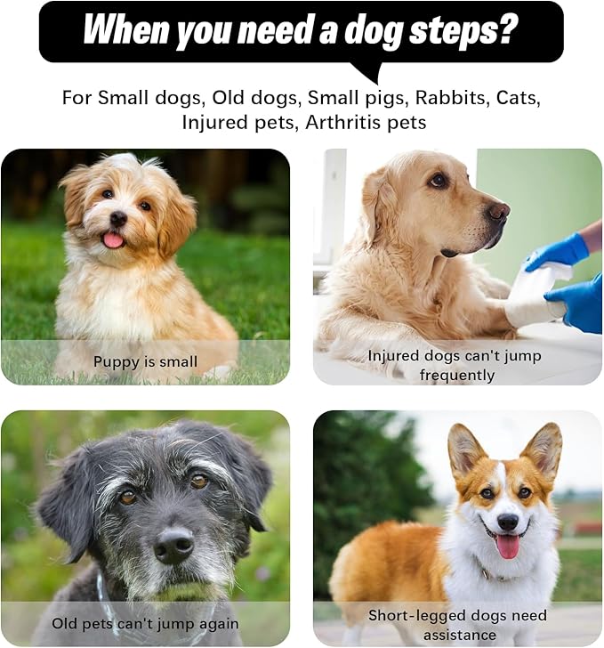 6 Step Dog Stairs&Steps 29 Inches Tall Up to 29-32 Inches High Bed, Dog Ramp Cat Stairs Pet Ladder for Small Medium Dogs, Doggie, Old Cats, Kitty, Grey-PurrikoPets