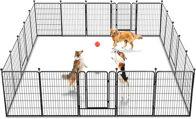 Dog Playpen 40 inch 20 Panels Indoor Outdoor Dog Pen for Large/Medium/Small Dogs Heavy Duty Metal Dog Fence Outdoor for Yard, Puppy Playpen with Door Portable Pet Fence for RV Camping Yard-PurrikoPets
