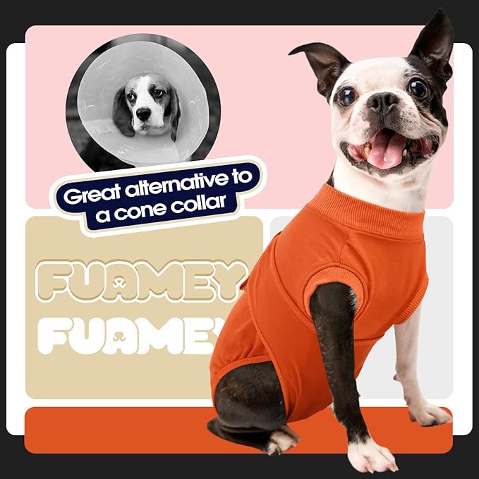 FUAMEY Dog Recovery Suit Male,Dogs Surgery Neuter Suits Puppy Spay Shirts for Female Protect Dog's Skin Anti Licking Abdominal Wounds Doggie Onesie Pet Bodysuit Alternative to Cone Orange M-PurrikoPets