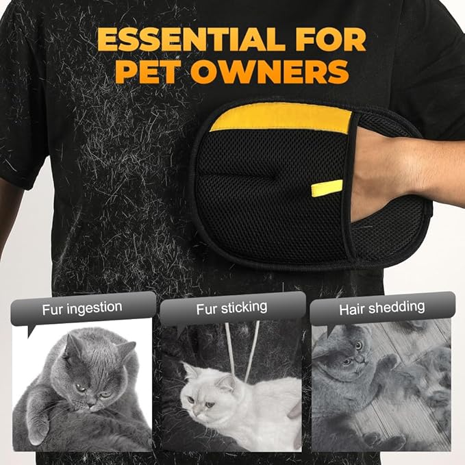 Electrostatic Gloves Pet Hair Removal Glove for Cats & Dogs, 2025 New Pet Hair Remover Glove for Couch, Furniture, Carpet, Curtain, Washable Reusable Animal Fur Removal Tool (3PCS)-PurrikoPets