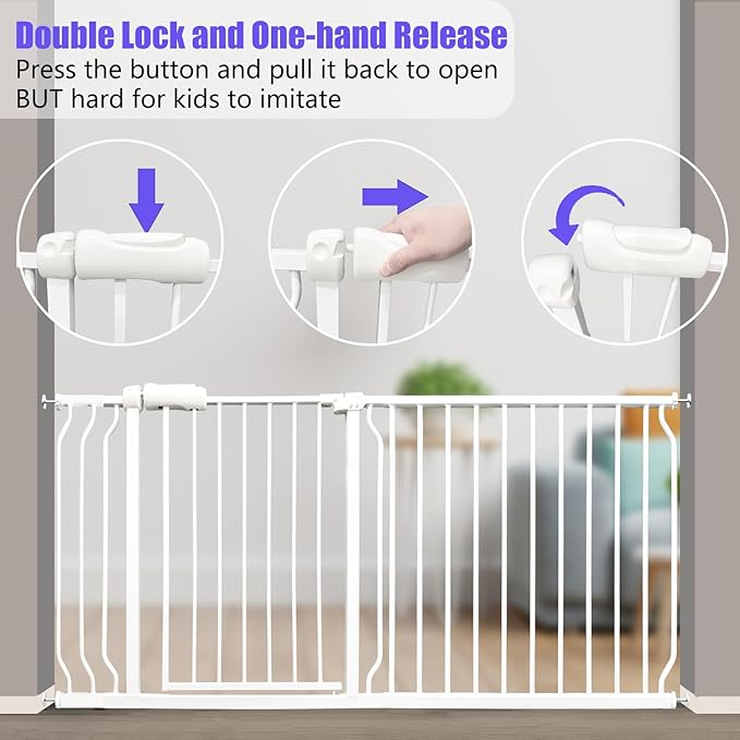 Extra Wide 76.4-81 Inch Large Baby Gates for Stairs, Doorways - No Drilling, Pressure Mounted Pet Gates for Kids & Dogs-PurrikoPets