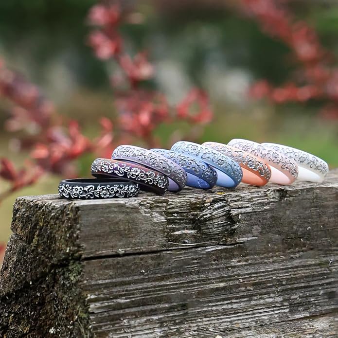 Knot Theory Nordic Bloom Silicone Ring for Men Women - Baby Blue, Lavender, Pink, RoseGold, Sky Blue Breathable Comfort Fit 6mm Bandwidth