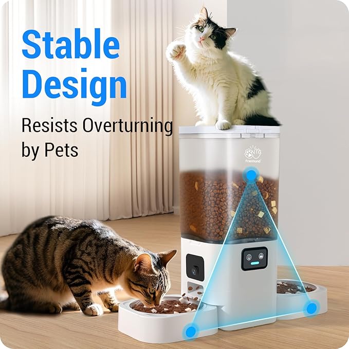 5G WiFi Automatic Cat Feeder with Two HD Camera: 7L Automatic Dog Feeder with Night Vision, Auto Cat Food Dispenser for Multiple Pet, Detachable for Easy Cleaning - 29 Cup-PurrikoPets