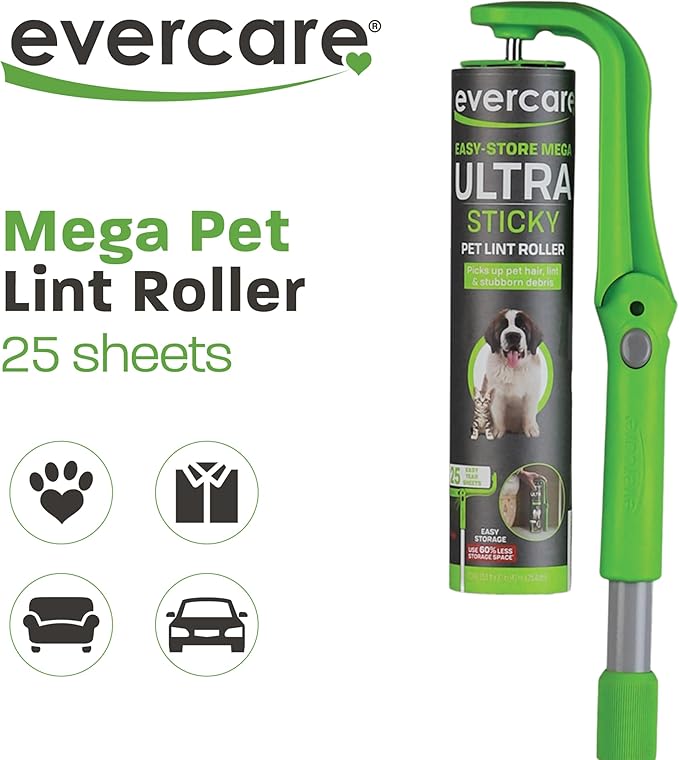 Evercare Easy-Store Mega 25 Layer Extended Handle Pet Lint Roller-PurrikoPets
