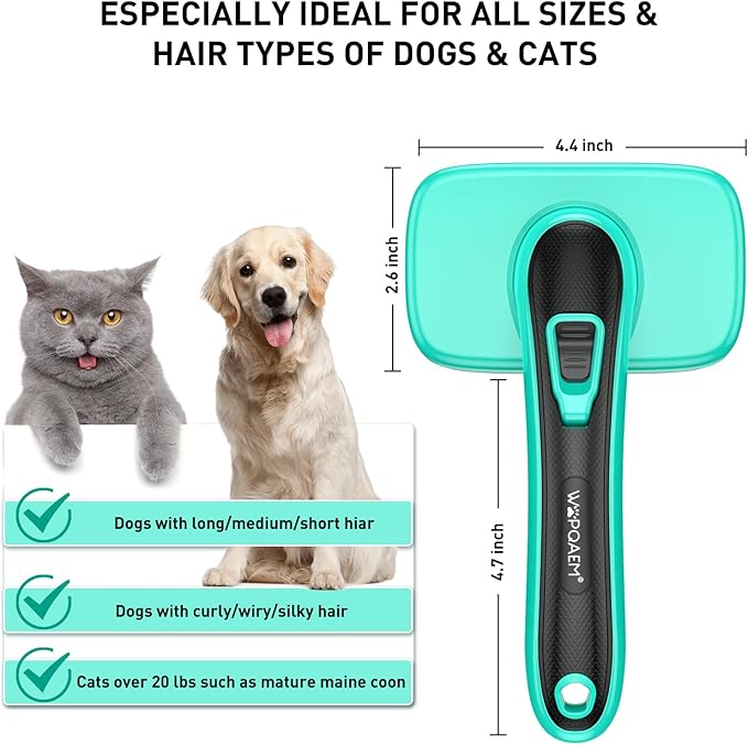 Dogs Self Cleaning Slicker Brush for Shedding & Grooming Short Long Haired Pets, Removes Loose Fur, Undercoat, Mats, Tangled for Large Medium Small Sensitive Skin of Cats. Easy to Cleaning-PurrikoPets