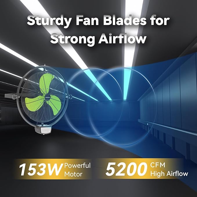 20 Inch Wall Metal Fan Pro Series Remote Control, High Velocity Wall Mount Fans for Commercial, Residential, Warehouse, Covered Patio, Shop, Garage, Barn 3 Speed 5200 CFM UL Safety Listed-PurrikoPets