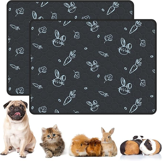 2-Pack Guinea Pig Cage Liner Washable, 36in x 48in Ultra-Absorbent Guinea Pig Bedding for Cage Non-Slip Leak-Proof Pee Pads for Dogs Rabbit Bunny Cat Litter Mat, Navy-PurrikoPets