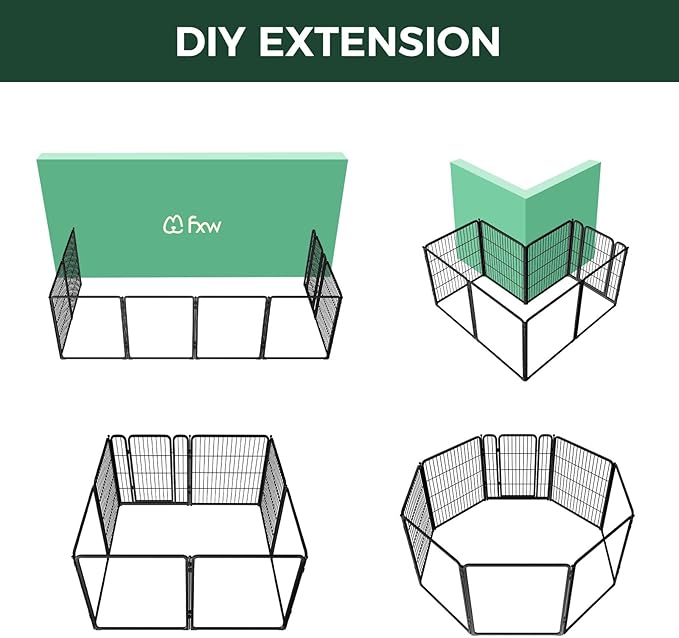FXW Homeplus Unleashed Indoor Dog Playpen - Stress-Free and Safe Play, Heavy Duty 32 Inch 4 Acrylic Panels + 4 Wire Panels Dog Pen for Small and Medium Dogs, Black│Patented-PurrikoPets