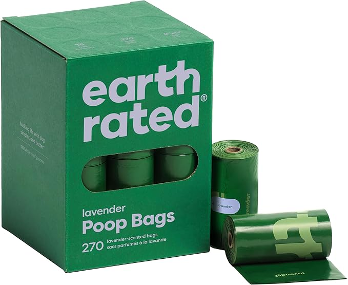 Earth Rated Poop Bags for Dogs, Guaranteed Leak Proof and Extra Thick Waste Bag Refill Rolls, Lavender Scented, 270 Count-PurrikoPets