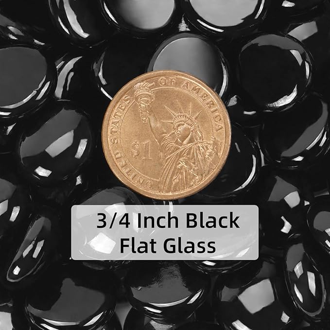 2LB Black Flat Glass Marbles for Vases, Gemstone Beads Vase Filler Decorative Glass Pebbles for Fish Tank, DIY Crafts, Aquarium Decor Rocks-PurrikoPets