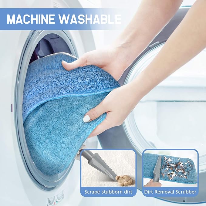 18" Professional Microfiber Mop Floor Cleaning System, Flat Mop with Stainless Steel Handle, 4 Reusable Washable Mop Pads, Wet and Dust Mopping for Hardwood, Vinyl, Laminate, Tile Cleaning-PurrikoPets