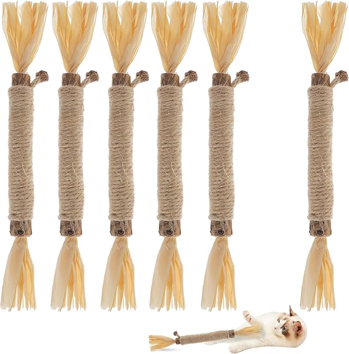 6 PCS Silvervine Sticks for Cats - Natural Cat Chew Toys for Teeth Cleaning, Kitten Teething & Aggressive Chewers-PurrikoPets