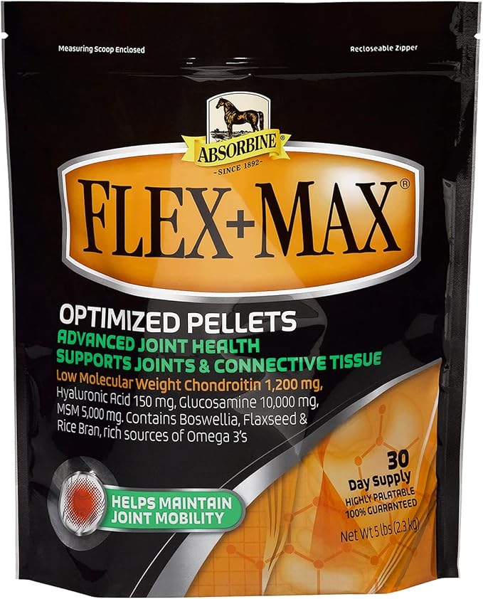 Absorbine Flex+Max Horse Joint Supplement Pellets, Highly Palatable, Comprehensive Equine Formula with Glucosamine, MSM, Chondroitin & Flaxseed, 5lb Bag / 30 Day Supply-PurrikoPets
